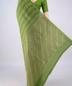 Alternative view of Mehandi Green Mysore Crepe Saree