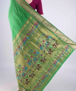 Alternative view of Green Blended Paithani Silk Saree