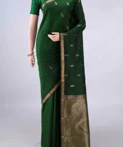 Pure Silk Bottle Green Kanjivaram Saree