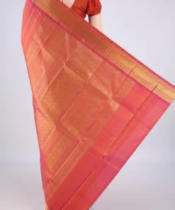 Alternative view of Pure Silk Pure Zari Coral Dual Tone Kanchipuram Saree