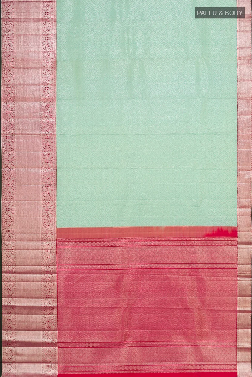 Pure Silk Mint Green Kanchipuram Saree - Image 4