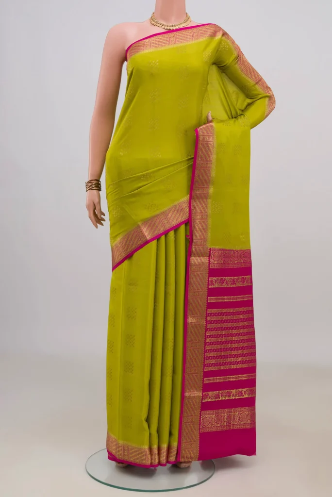 Green Mysore Crepe Saree Special
