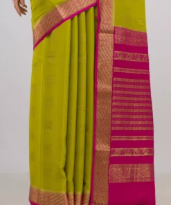 Alternative view of Green Mysore Crepe Saree Special