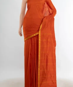 Pure Silk Pure Zari Rust Kanchipuram Nine Yards Saree