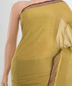 Alternative view of Mehandi Green Mysore Crepe Saree