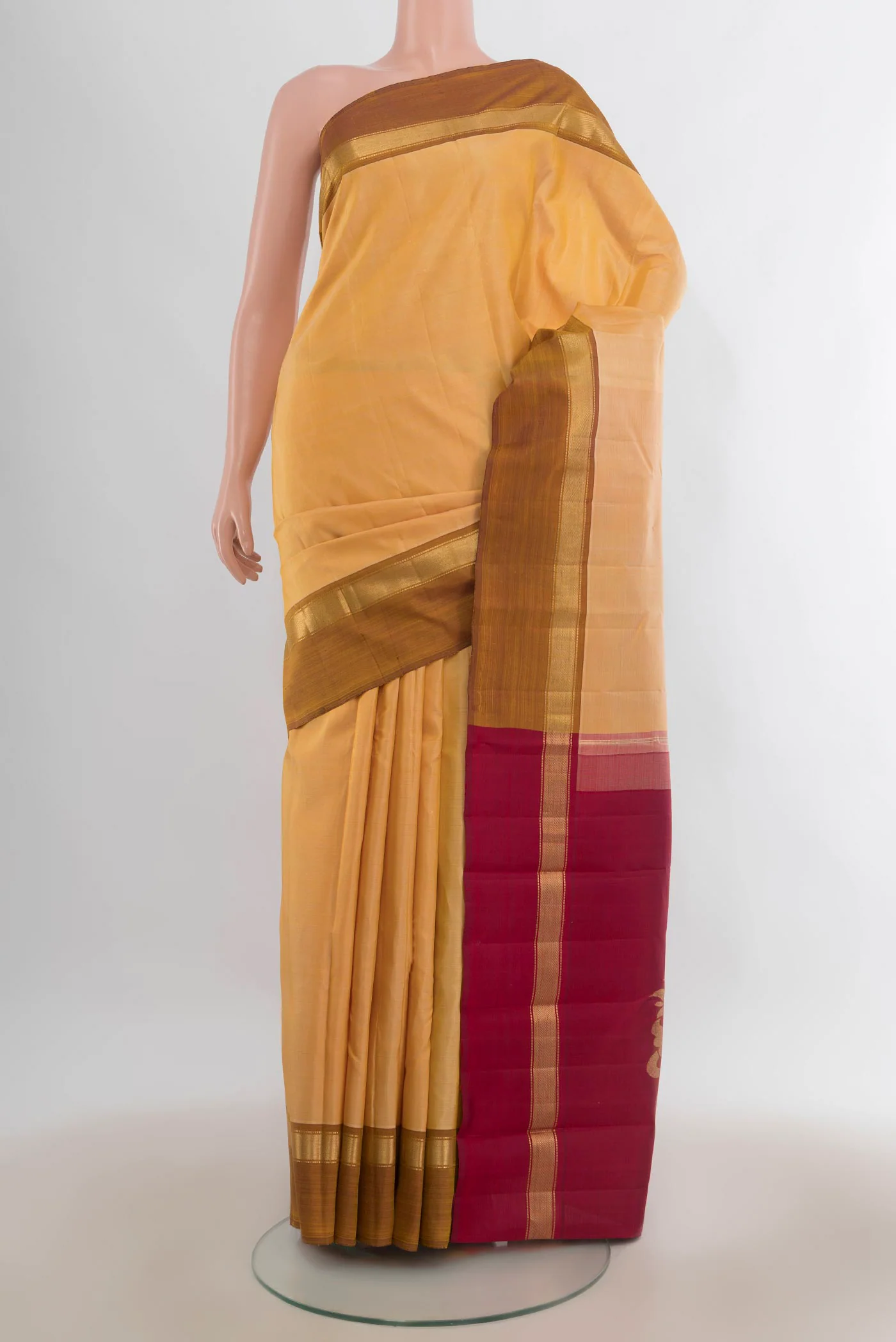 Pure Silk Sandal Kanchipuram Saree