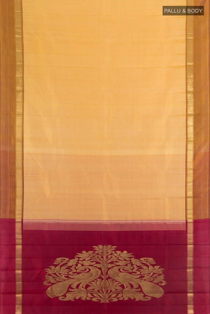 Pure Silk Sandal Kanchipuram Saree - Image 4