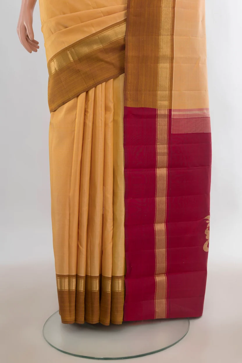 Pure Silk Sandal Kanchipuram Saree - Image 2