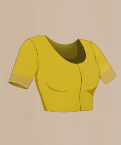 Alternative view of Yellow Mysore Crepe Saree