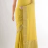 Yellow Mysore Crepe Saree