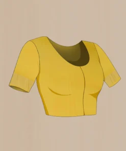 Alternative view of Yellow Mysore Crepe Saree Special
