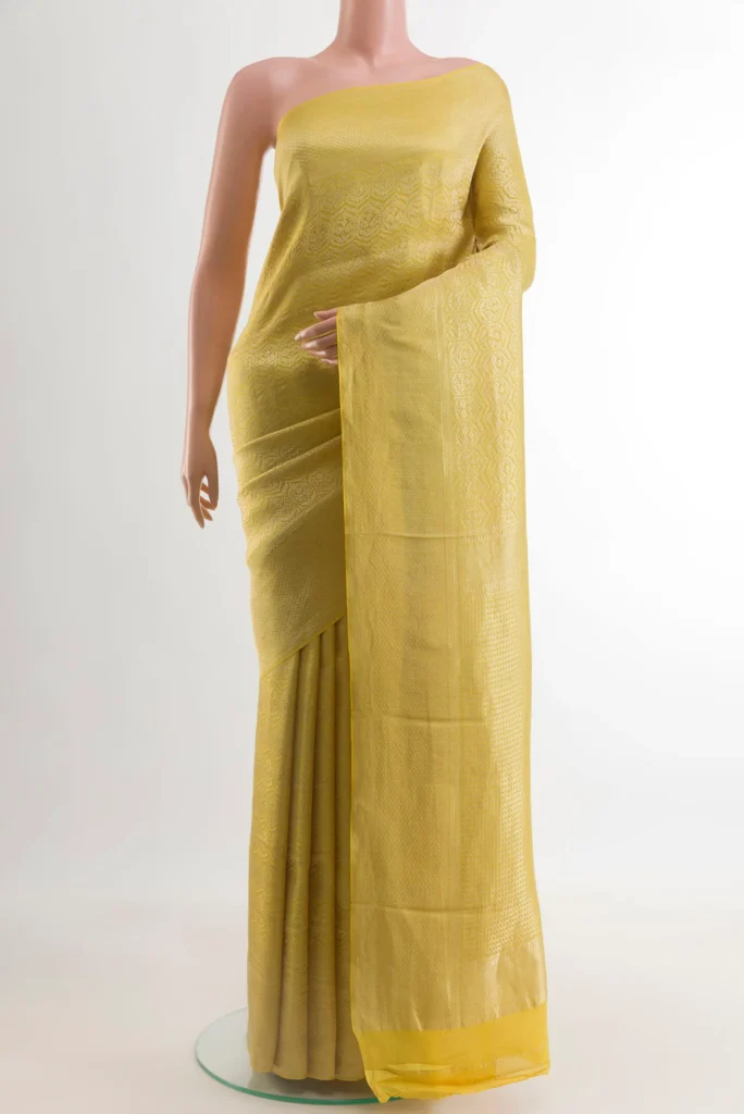 Yellow Mysore Crepe Saree Special