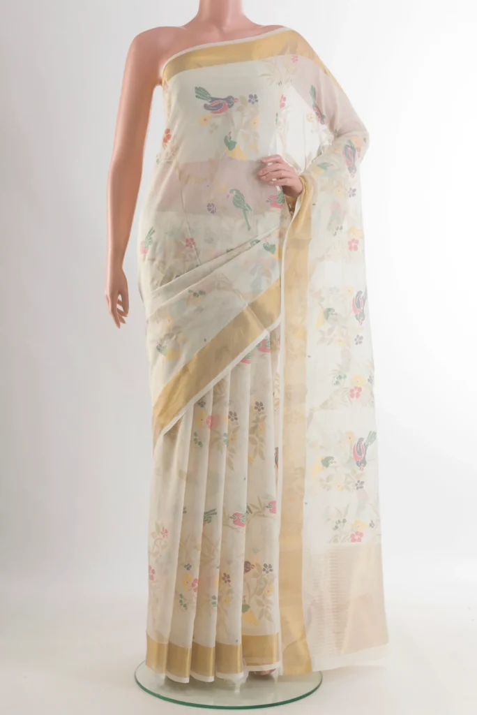Pure Silk Pure Zari White Uppada Cotton Saree