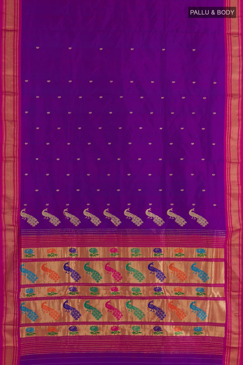 Pure Silk Purple Paithani Saree - Image 3