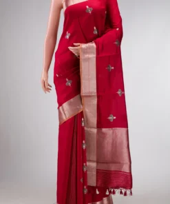 Deep Red Banarasi Silk Saree