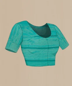 Alternative view of Teal Mysore Chiffon Saree