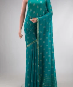 Teal Mysore Chiffon Saree