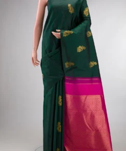 Pure Silk Bottle Green Dual Tone Kanchipuram Saree