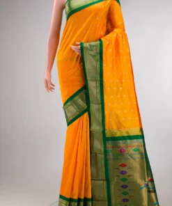 Pure Silk Yellow Dual Tone Paithani Saree