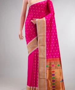 Pure Silk Dark Pink Dual Tone Paithani Saree