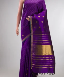 Pure Silk Pure Zari Violet Kanchipuram Saree