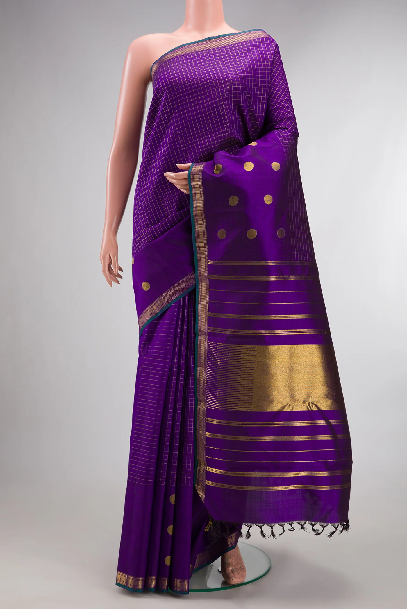 Pure Silk Pure Zari Violet Kanchipuram Saree