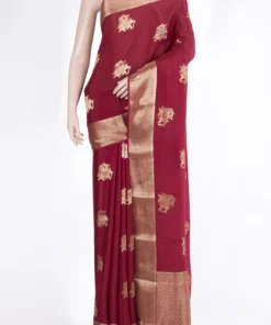 Maroon Mysore Crepe Saree
