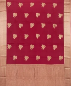 Alternative view of Maroon Mysore Crepe Saree