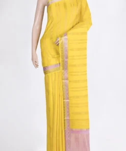 Lemon Yellow Mysore Crepe Saree