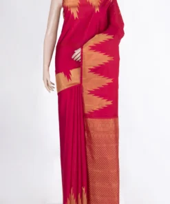 Pure Silk Dark Pink Dual Tone Kanchipuram Saree