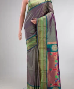 Pure Silk Purple Dual Tone Paithani Saree