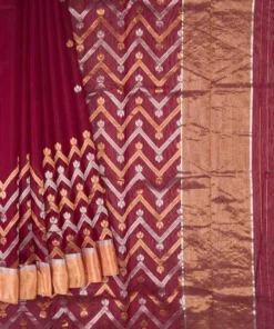 Alternative view of Maroon Chanderi Silk Cotton Saree
